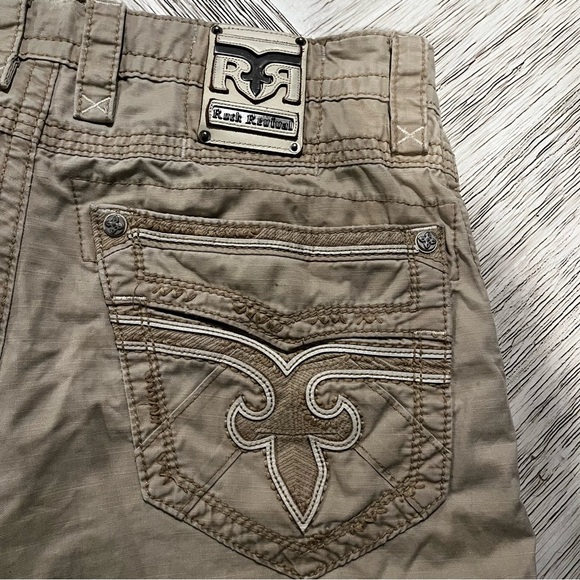 Rock Revival Khaki Cargo Shorts for Men - Picture 10 of 16